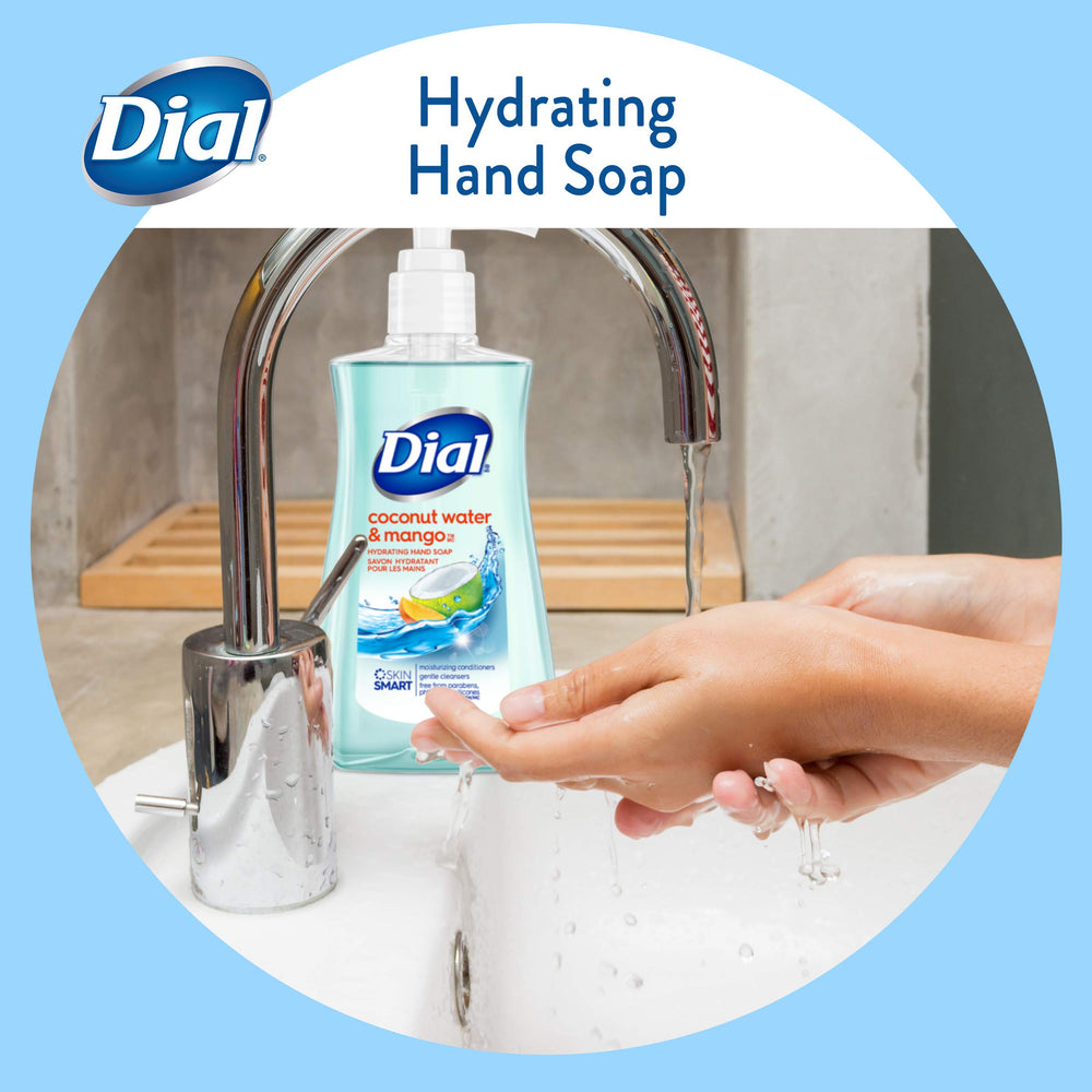 Dial Coconut Water Mango rinsing action leaves skin feeling conditioned