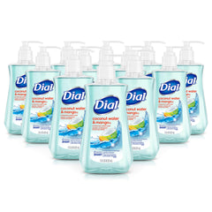 Dial Coconut Water Mango bottle shows refreshing daily hand wash