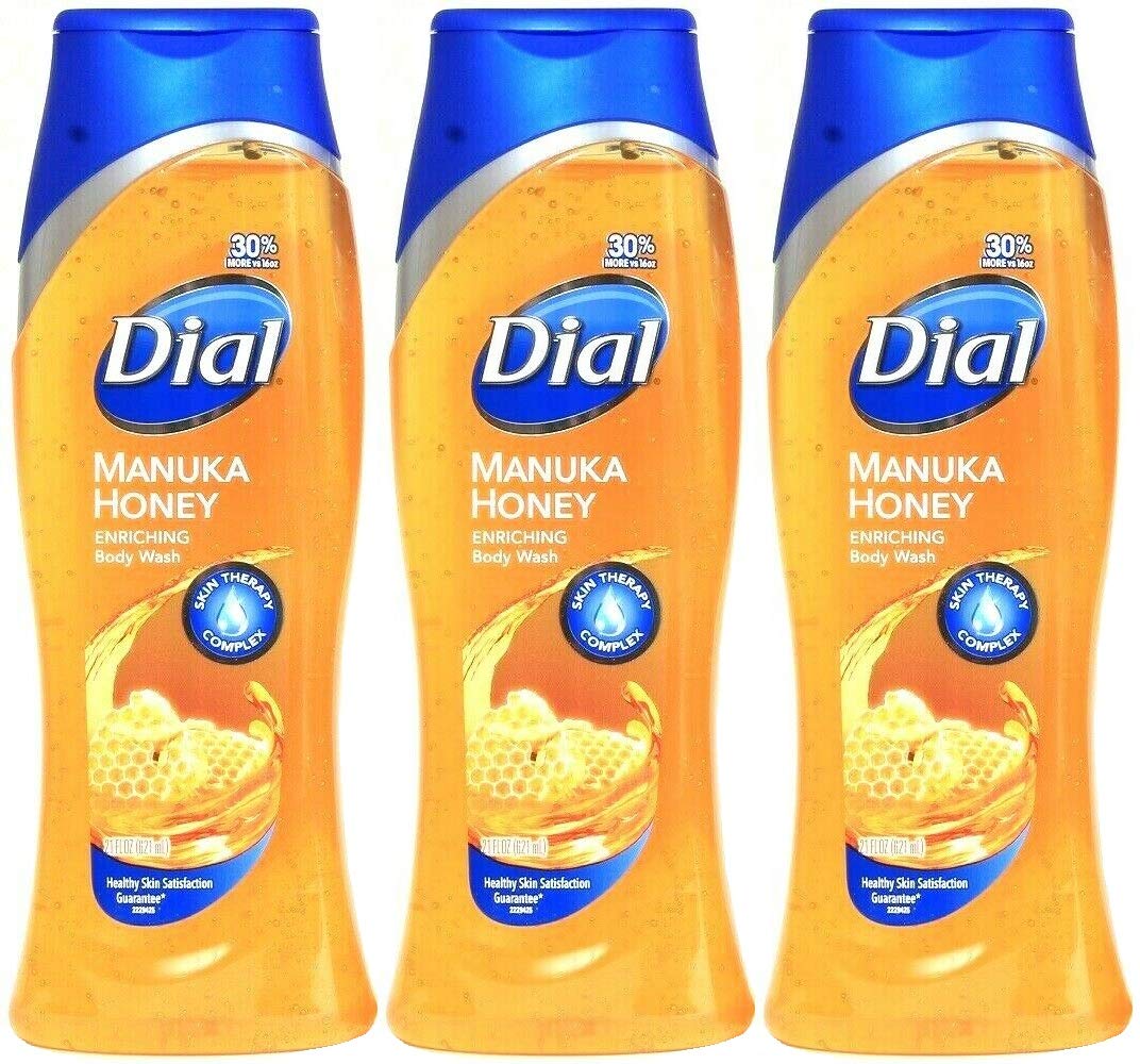 Dial Manuka Honey Enriching Body Wash pack of 3 bottles cleanses and nourishes skin daily.