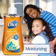 Dial Marula Oil hand soap bottle with pump for easy dispensing.