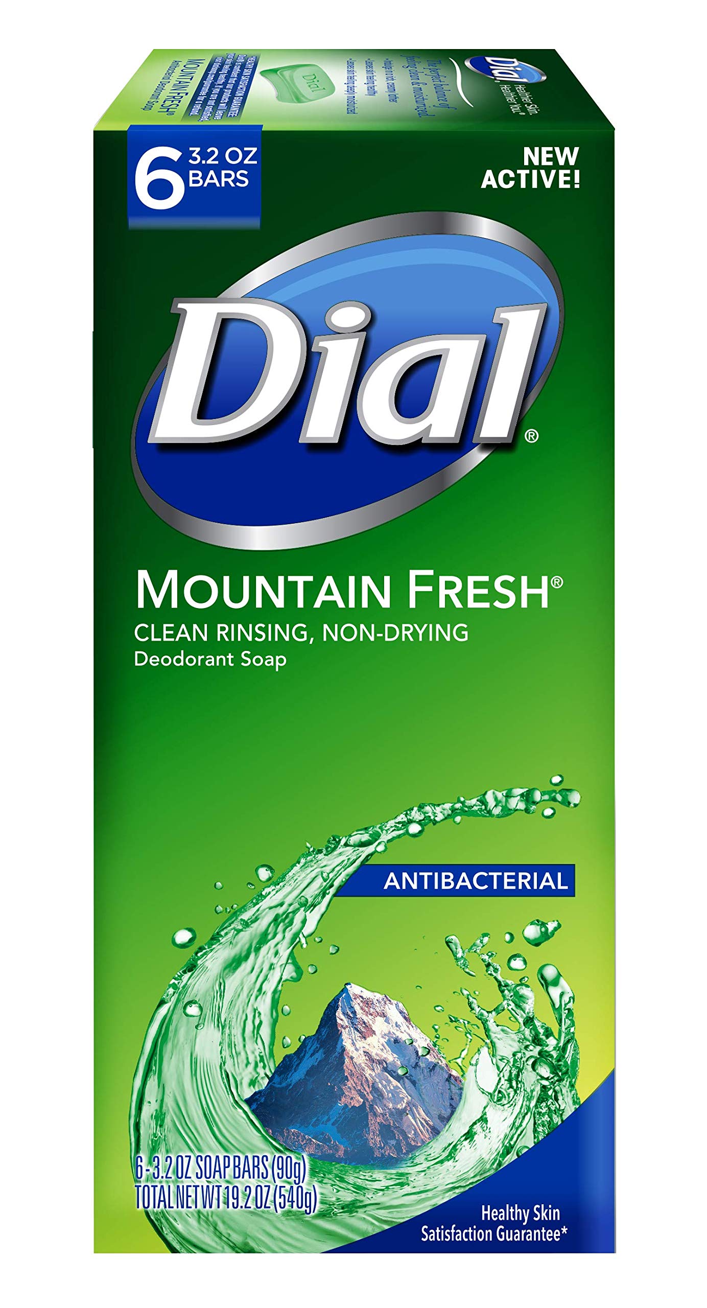 Dial Mountain Fresh bar 6-pack on counter offers lasting odor protection.