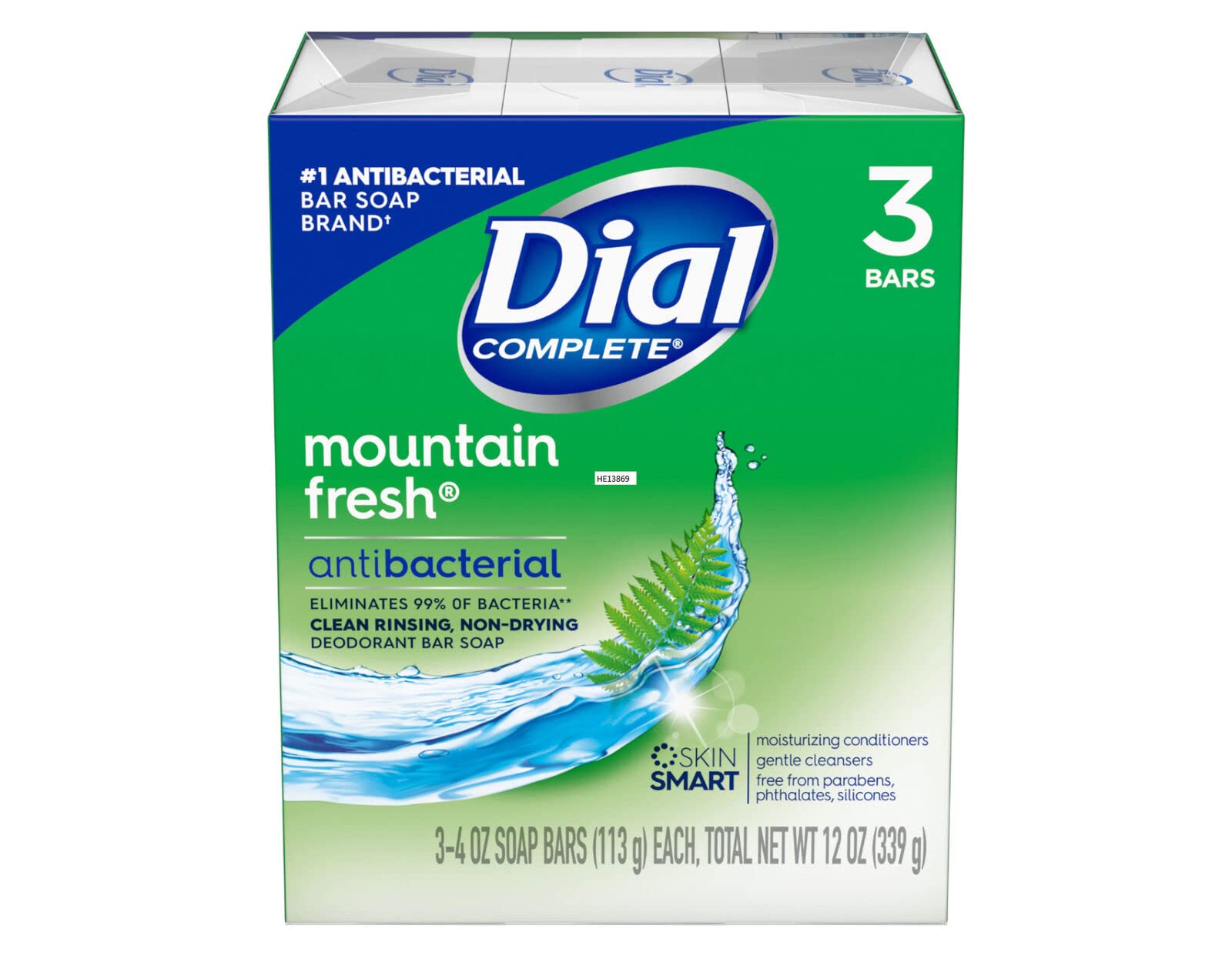 Dial Mountain Fresh bars closeup texture highlights smooth lather and odor protection.