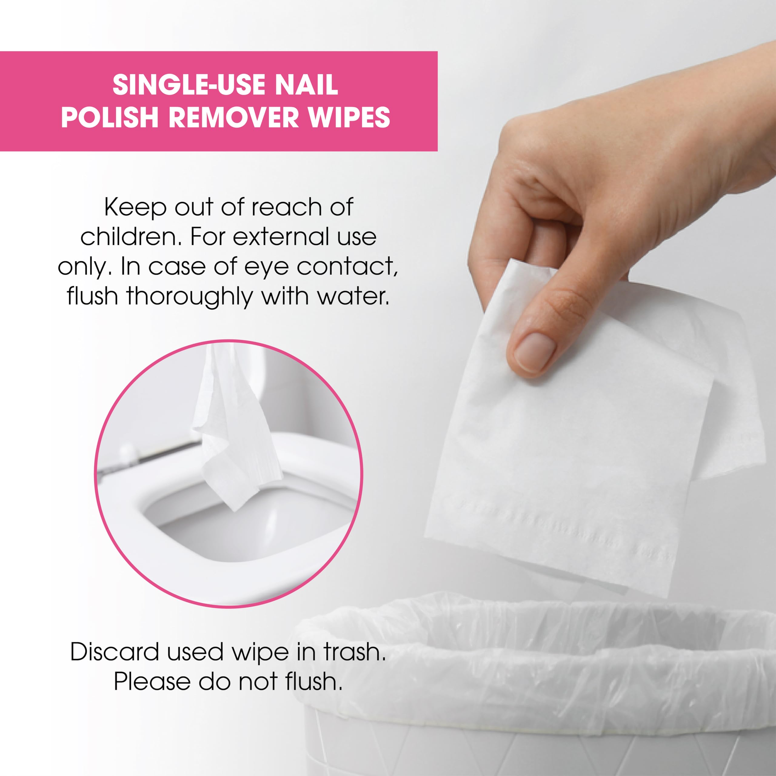 Pack contains 50 wipes for economical nail polish removal.