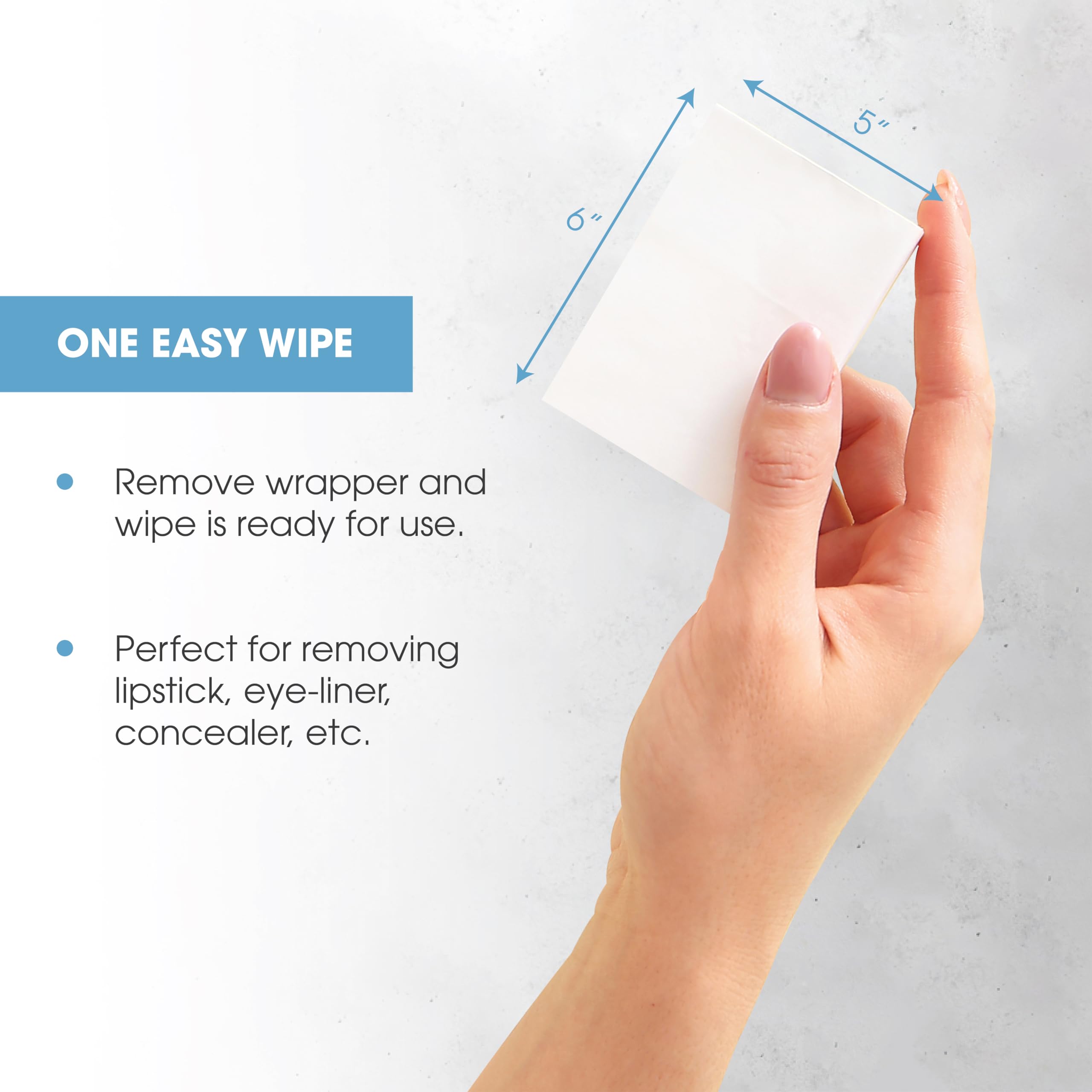 Diamond Wipes wipes in hand demonstrate portable travel size