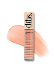 DIBS Go To Glossy Balm lip gloss topper adds high shine with pearl-like iridescence.