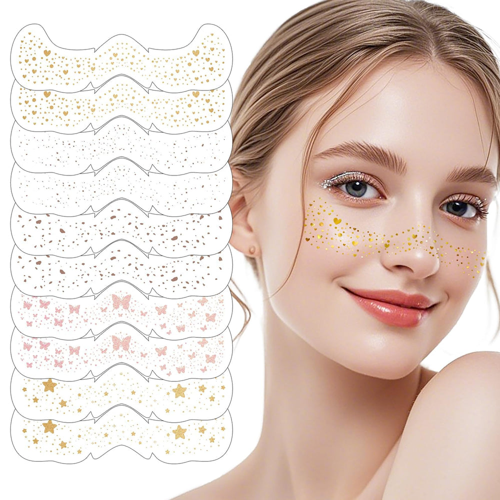 Diesetsr Face Glitter Freckles Festival Look complements vibrant outfits.