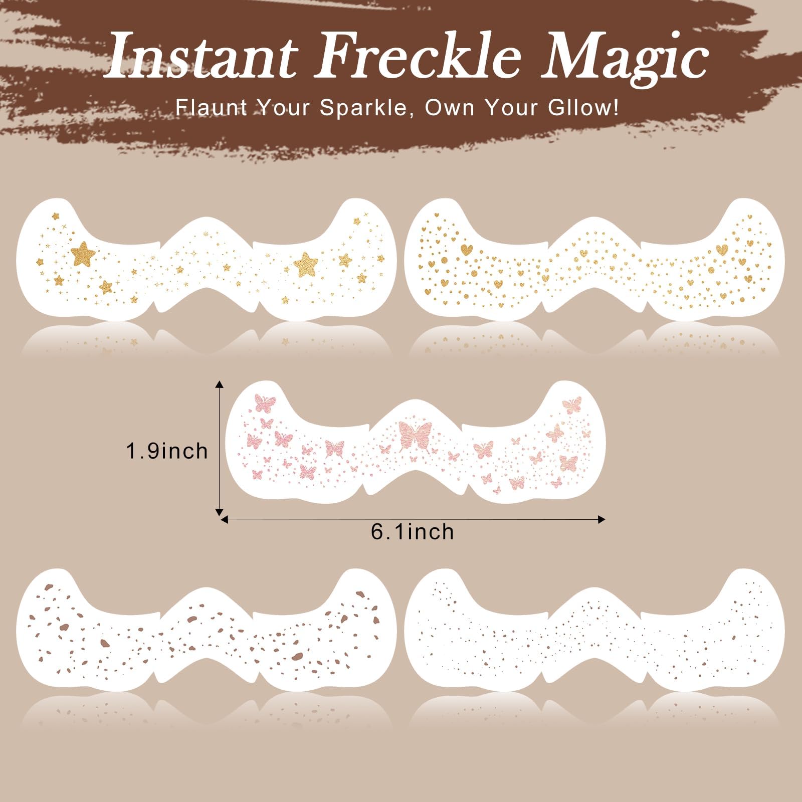 Diesetsr Face Glitter Freckles Heart Sticker adds playful sparkle for parties.