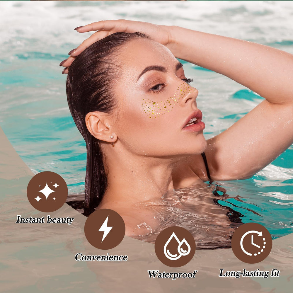 Diesetsr Face Glitter Freckles Nose Bridge Opening keeps placement secure.