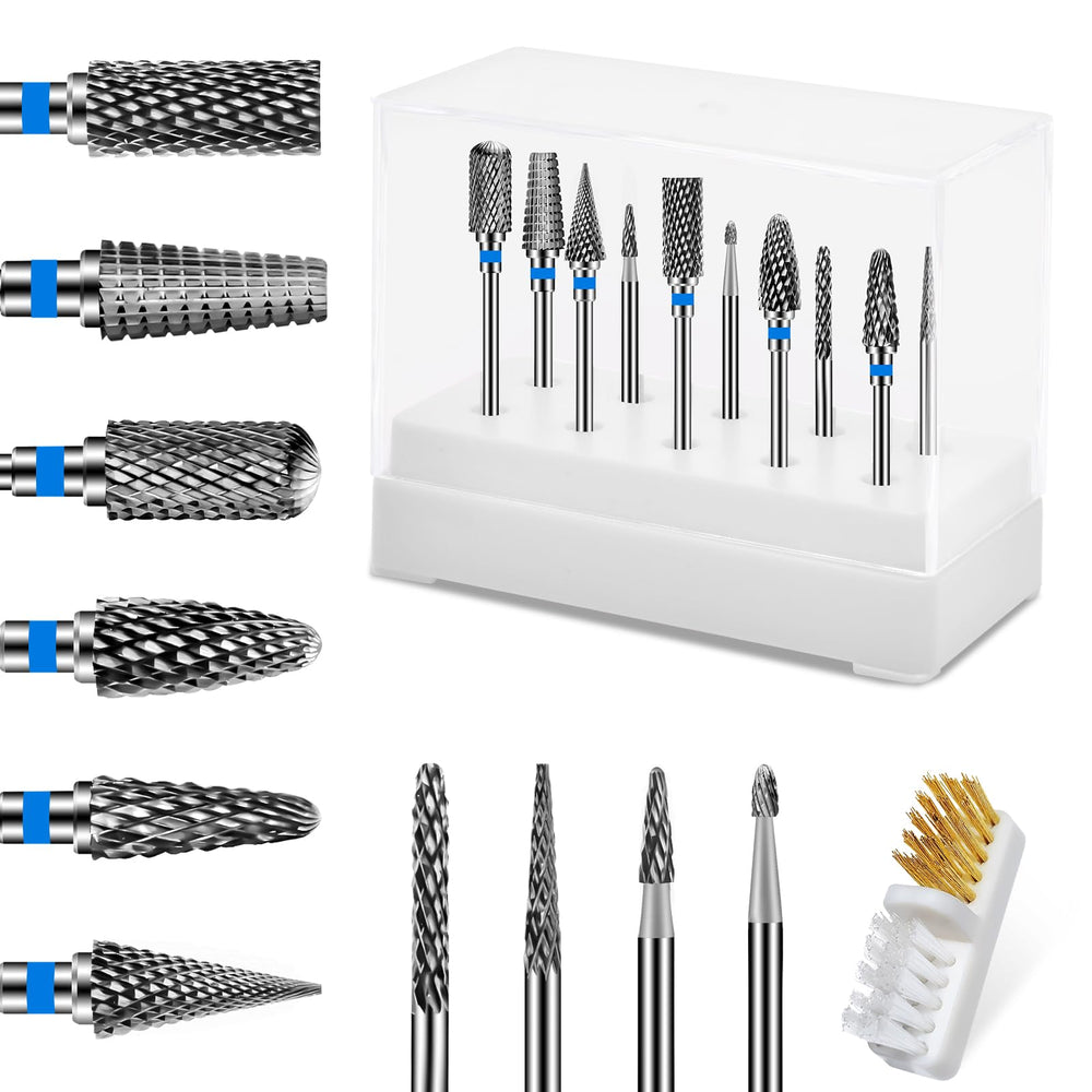 Diesisa nail drill bits set displayed in box, versatile for salon use.