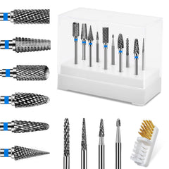 Diesisa nail drill bits set displayed in box, versatile for salon use.