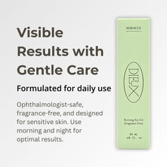 Dieux Auracle eye gel swatch demonstrates fragrance-free formula for sensitive skin.