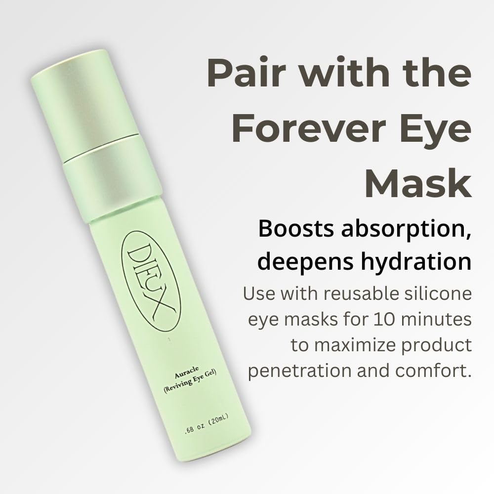 Dieux Auracle eye gel on skin reveals clear, non-greasy finish.