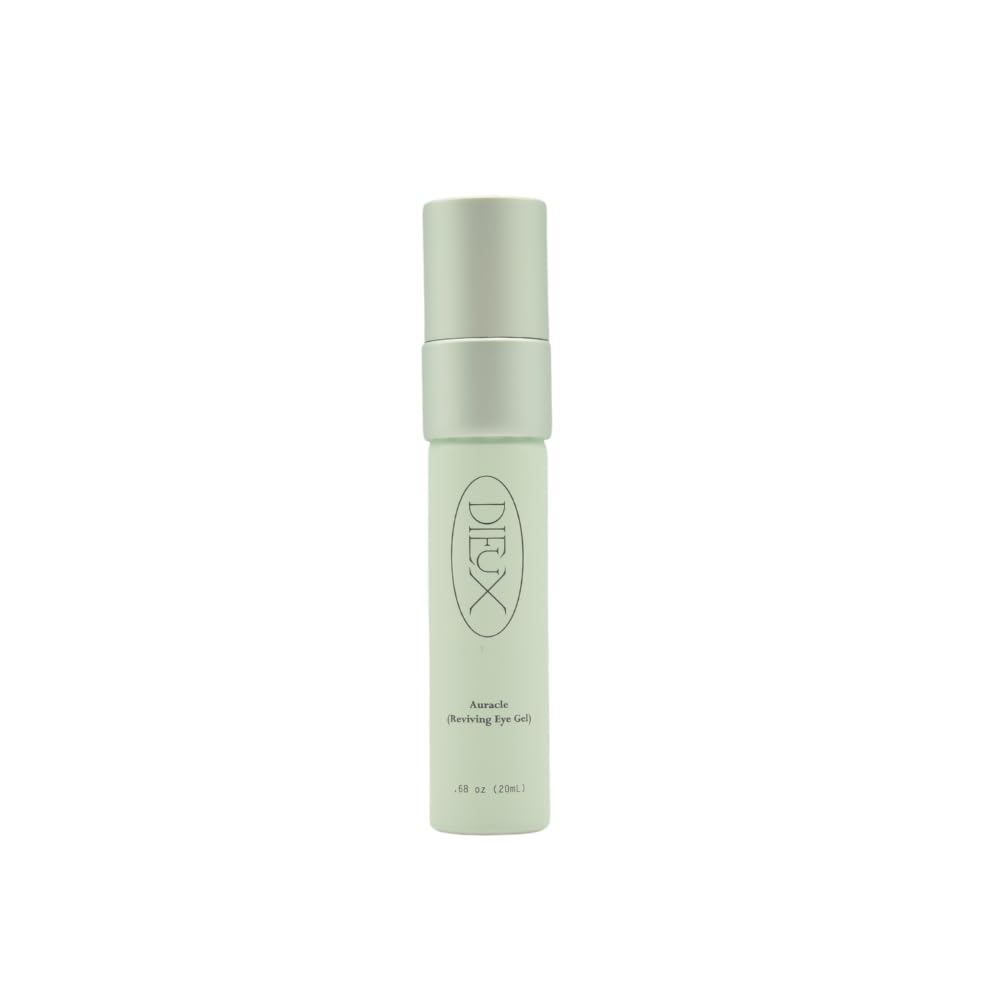 Dieux Auracle eye gel packaging shown, fragrance-free calm for sensitive under-eye skin.