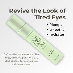 Dieux Auracle eye gel tube ready for application, fragrance-free and lightweight.