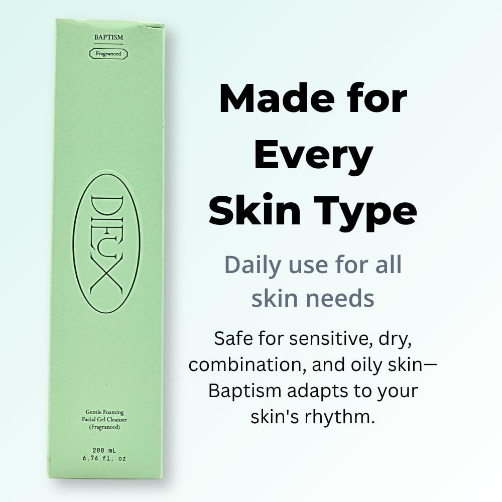 Dieux Baptism for all skin types image illustrates versatile cleanser for sensitive skin