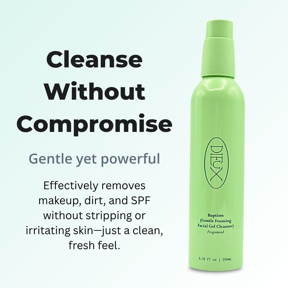 Dieux Baptism foam lather demonstrates luxurious cleansing that removes makeup and SPF