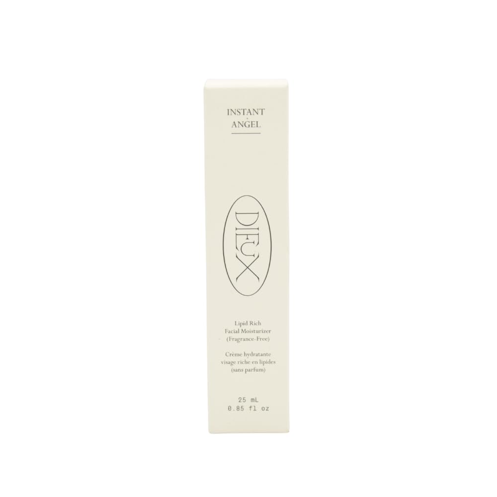 Dieux Mini Instant Angel moisturizer bottle close-up; barrier-supporting hydration for daily use.