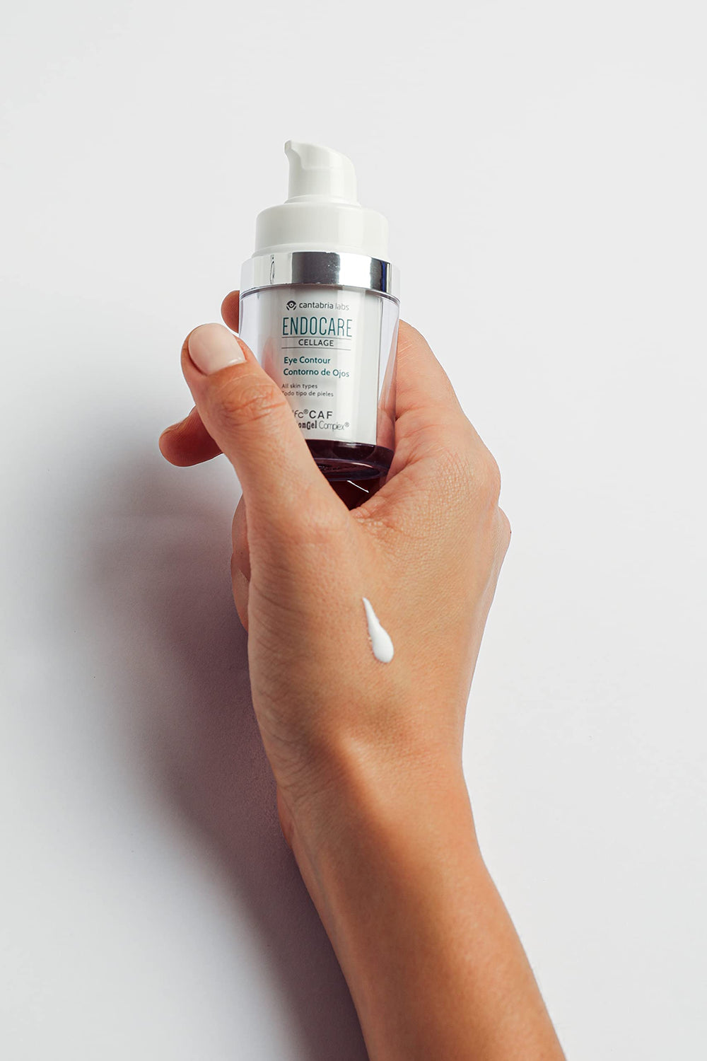 Difa Cooper Endocare Cellage Pro Eye Cream flat lay suggests daily care routine.