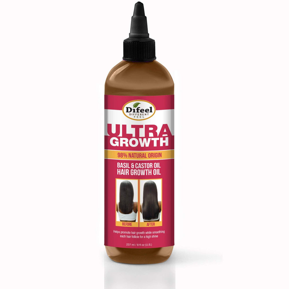 Difeel Basil & Castor Oil bottle highlights potent hair vitality support