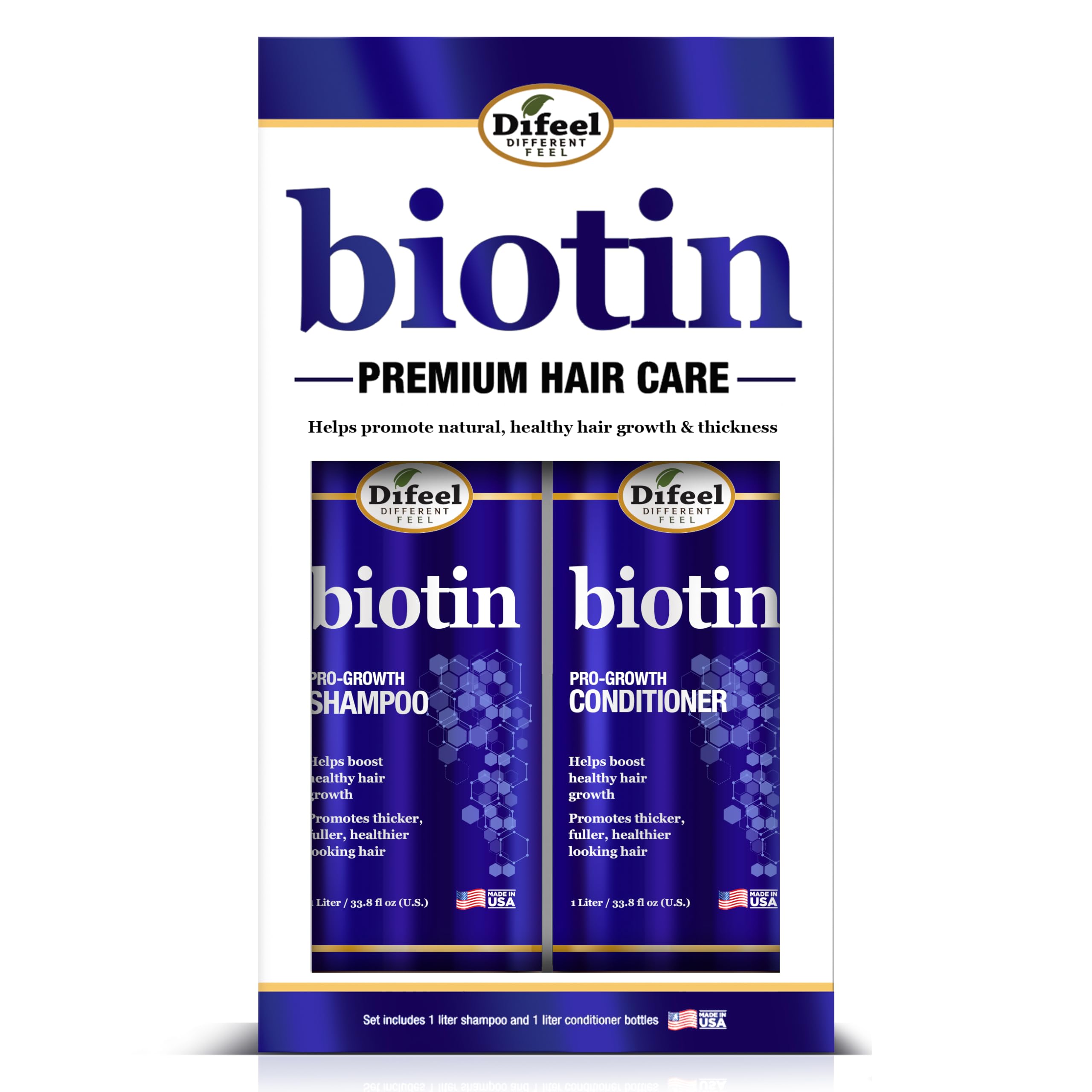 Difeel Biotin Pro-Growth Conditioner 33oz bottle pump for detangled, smooth hair