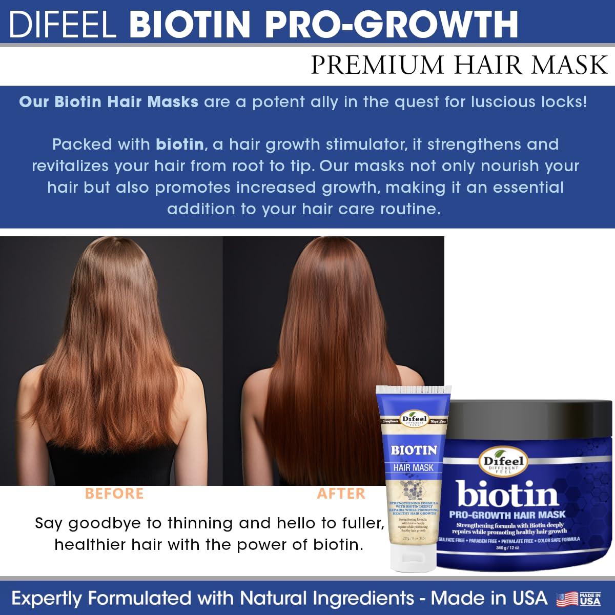 Difeel Biotin Conditioner dispense pump closeup emphasizes moisture and scalp nourishment.