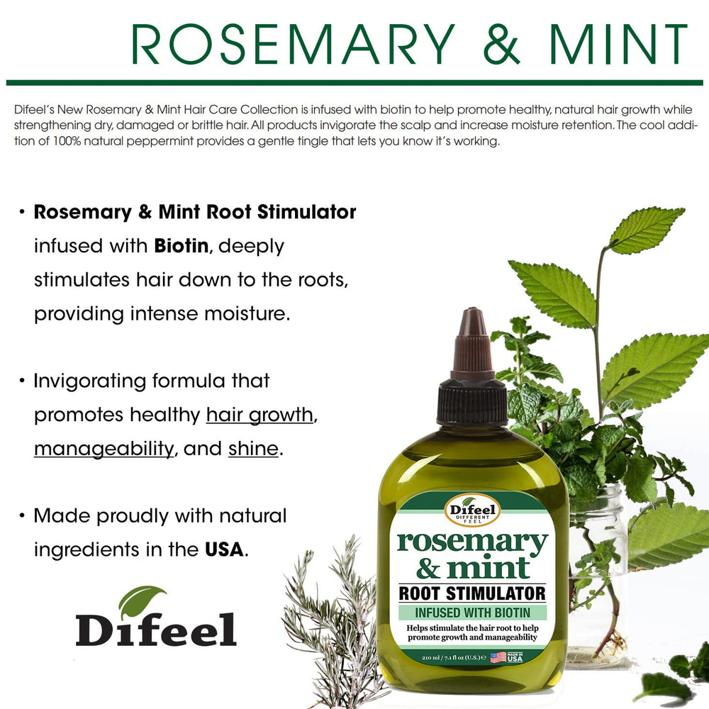 Difeel Biotin-rich formula label emphasizes nourishing roots and hair health.
