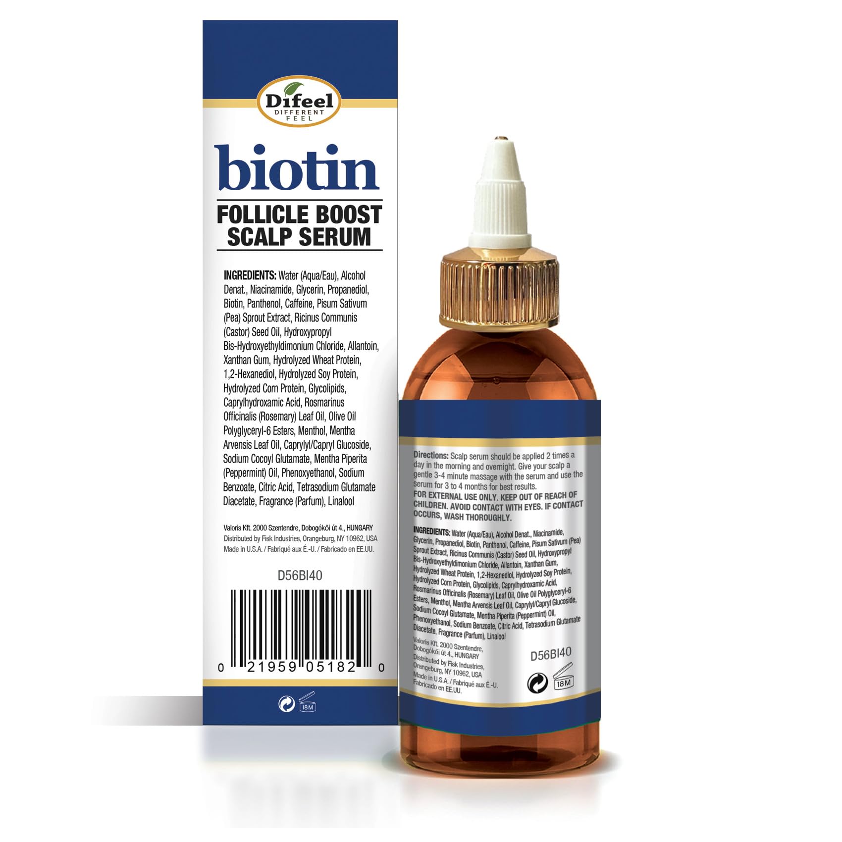 Difeel Biotin Follicle Boost serum dropper enables precise, mess-free scalp application.