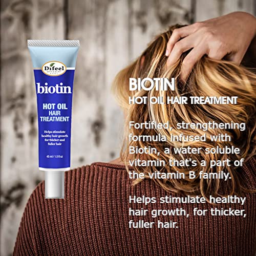 Difeel Biotin Hot Oil application on scalp for healthier-looking hair.