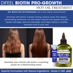 Difeel Biotin Hot Oil massage routine improves conditioning and shine.