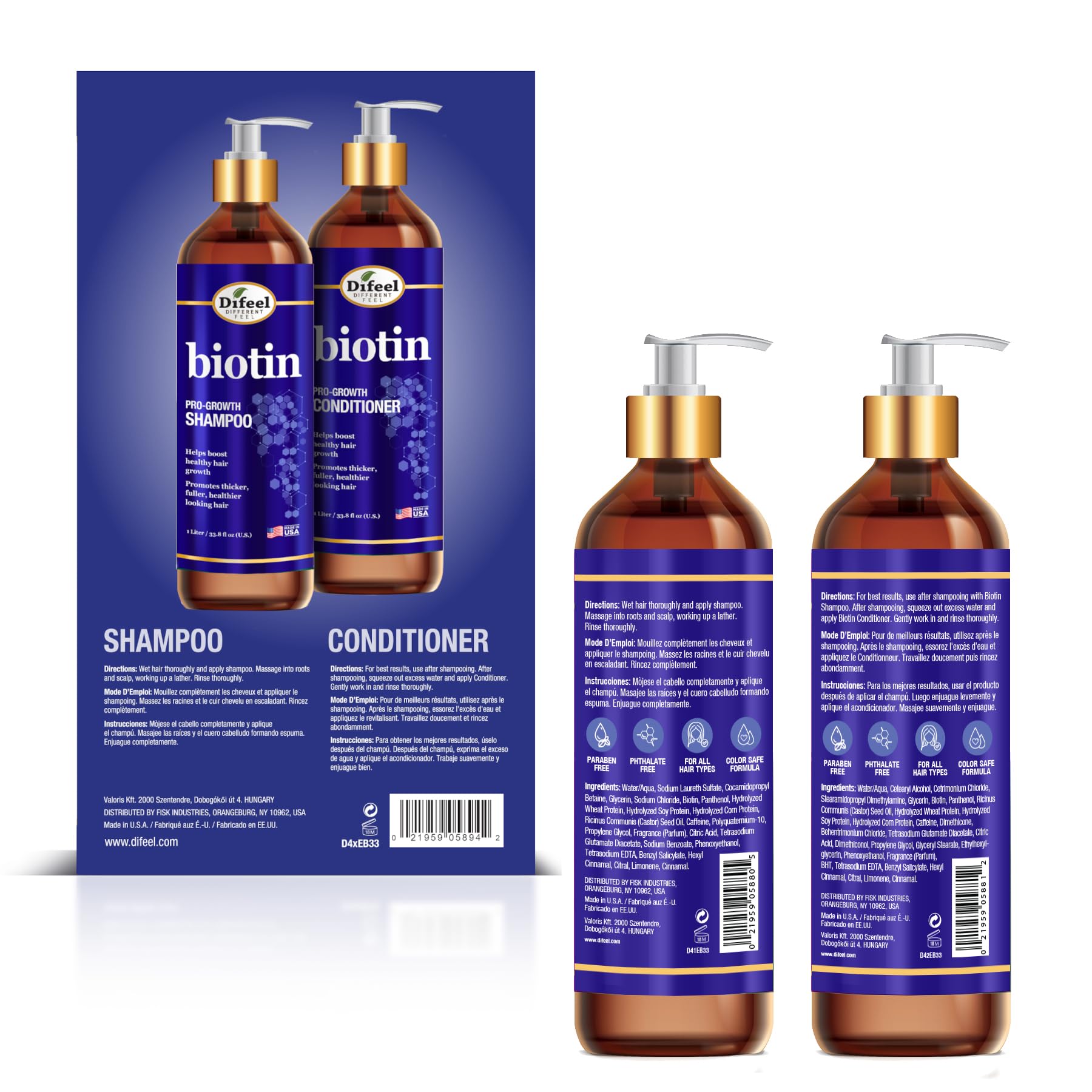 Difeel Biotin Pro-Growth Gift Set box with large bottles for daily care