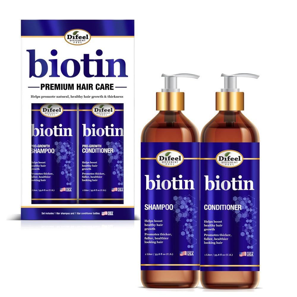 Difeel Biotin Pro-Growth Shampoo 33oz bottle pump for clean scalp and vitality