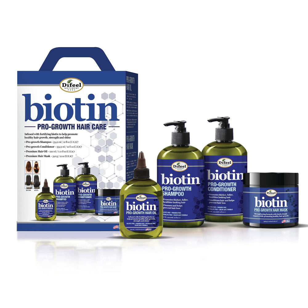 Difeel Biotin Shampoo bottle for smoother, shinier, stronger-looking hair.