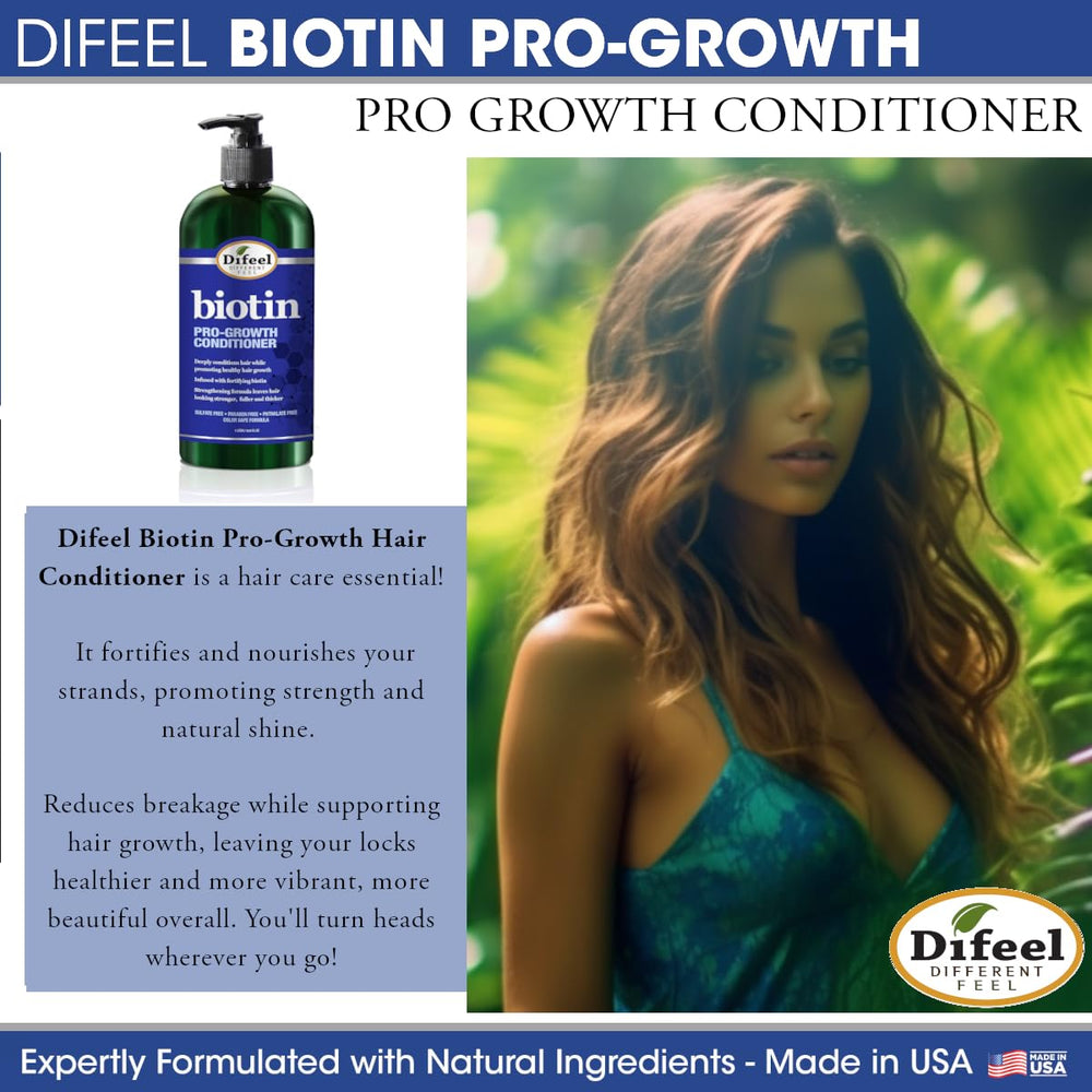 Difeel Biotin Shampoo label closeup highlighting the growth-supporting formula.