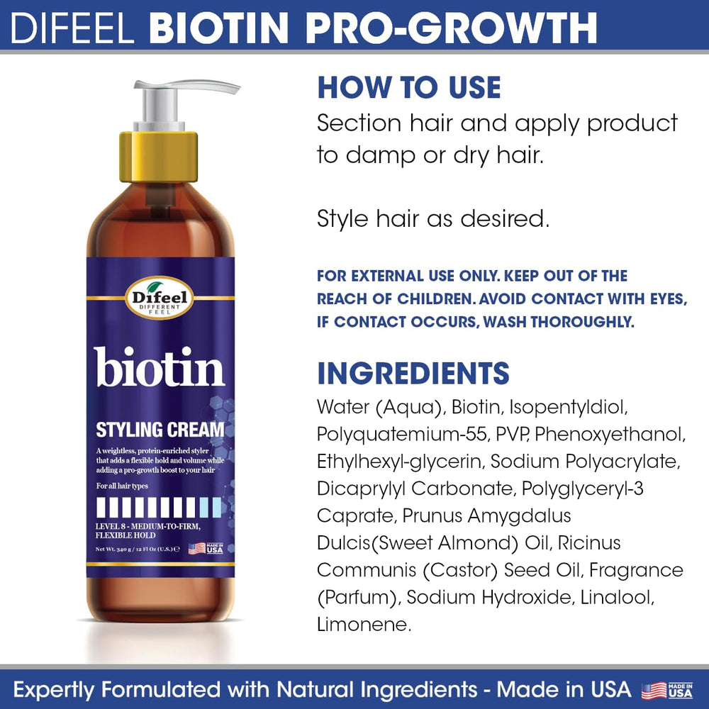 Difeel Biotin Styling Cream made-in-usa signals quality and consistent results