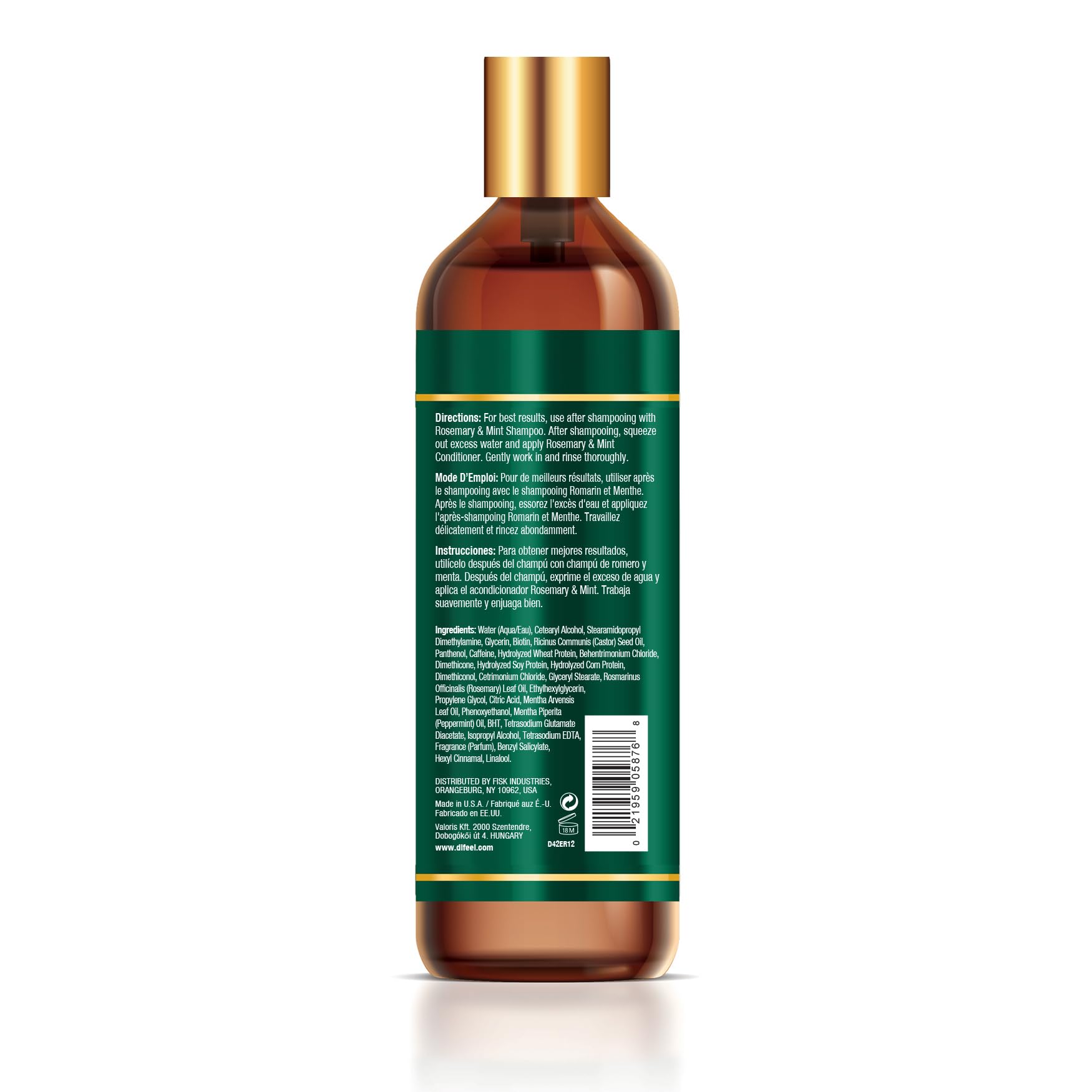 Difeel Elevated Rosemary Mint Conditioner label highlights clean formula