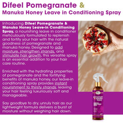 Difeel Pomegranate & Manuka Honey close-up shows moisturized, shiny strands