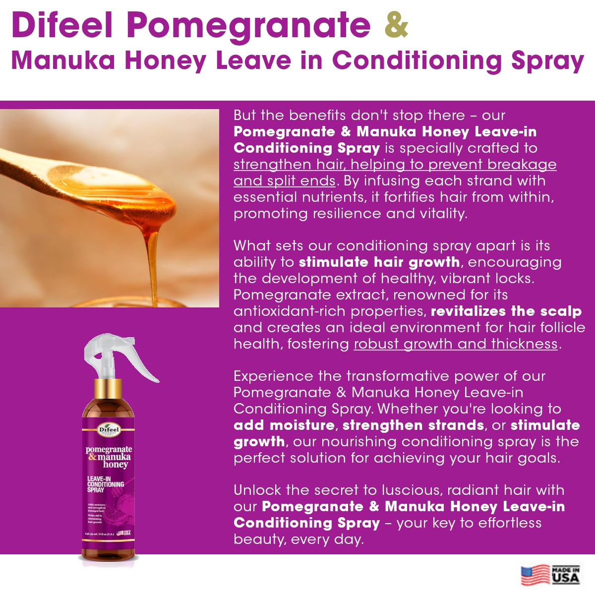 Difeel strengthens strands with pomegranate and honey blend