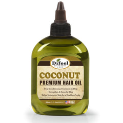 Difeel Premium Coconut Hair Oil bottle front view for nourishing conditioning.