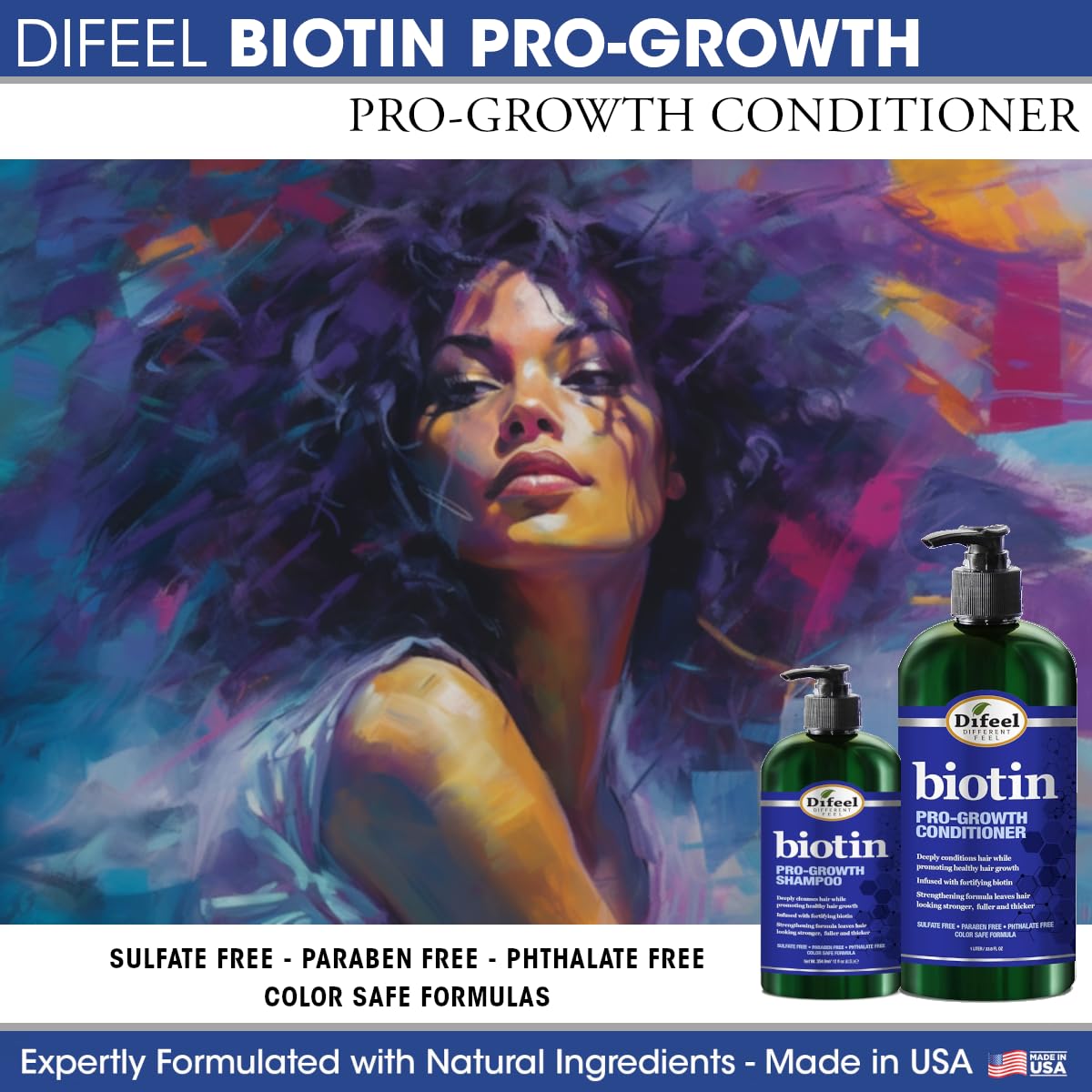 Difeel Pro-Growth Biotin Conditioner bathroom scene for daily routine.