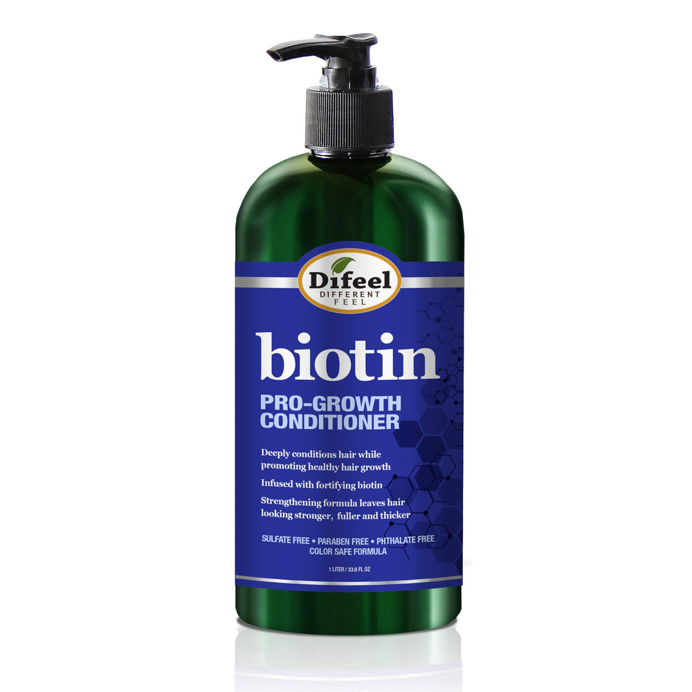 Difeel Pro-Growth Biotin Conditioner bottle closeup showing stronger hair potential