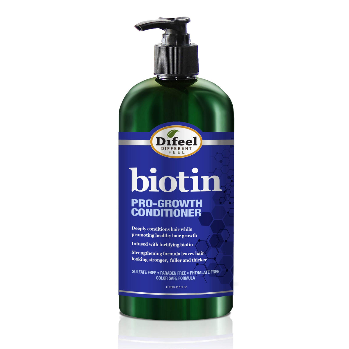 Difeel Pro-Growth Biotin Conditioner bottle closeup showing stronger hair potential