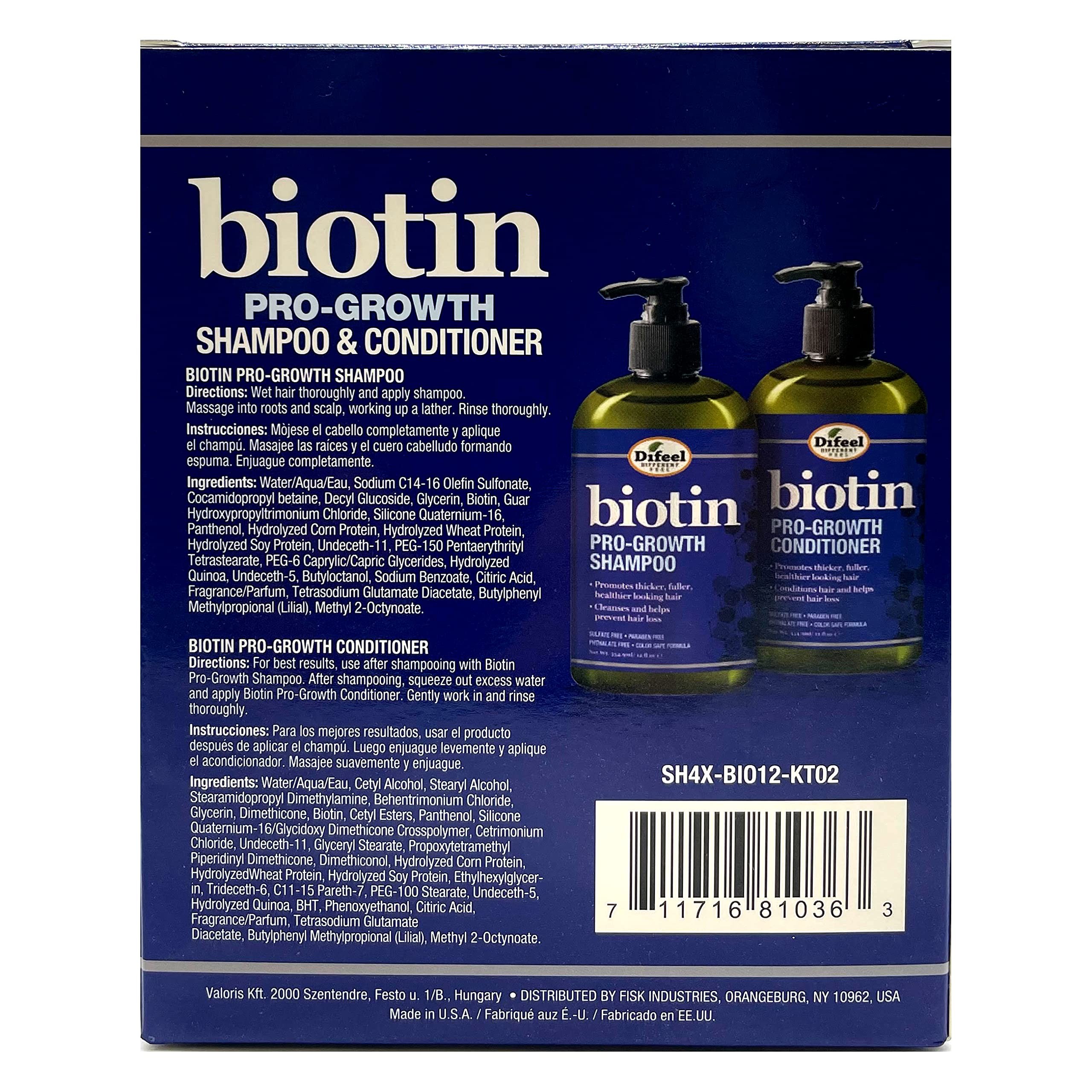 Difeel Pro-Growth Biotin Conditioner bottle with pump for smooth detangling.