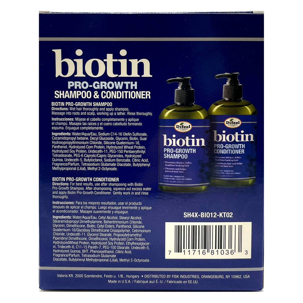 Difeel Pro-Growth Biotin Conditioner bottle with pump for smooth detangling.