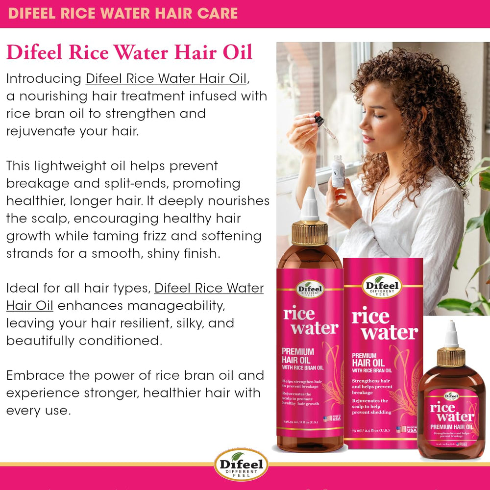 Difeel Rice Water Hair Oil frizz control smooths flyaways