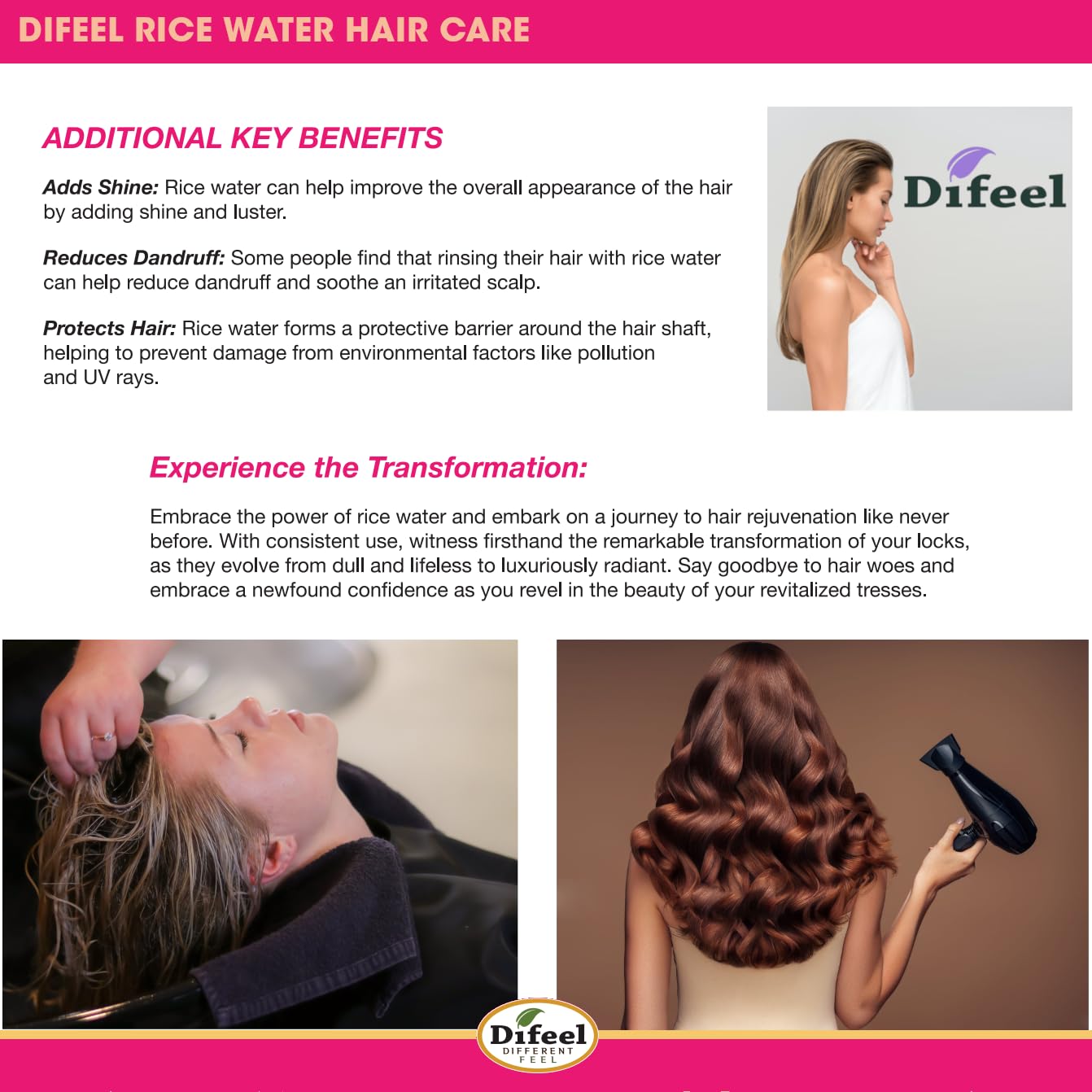 Difeel Rice Water Hair Oil lightweight formula absorbs quickly