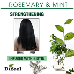 Difeel Rosemary & Mint Conditioner bottle for detangling and smoother strands.
