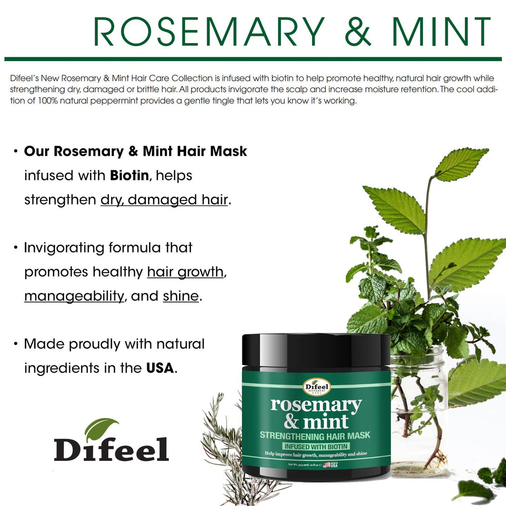 Difeel Rosemary Mint Hair Oil bottle for shine and moisture.
