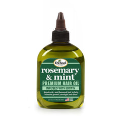 Difeel rosemary-mint hair oil label emphasizes Biotin enrichment for hair health