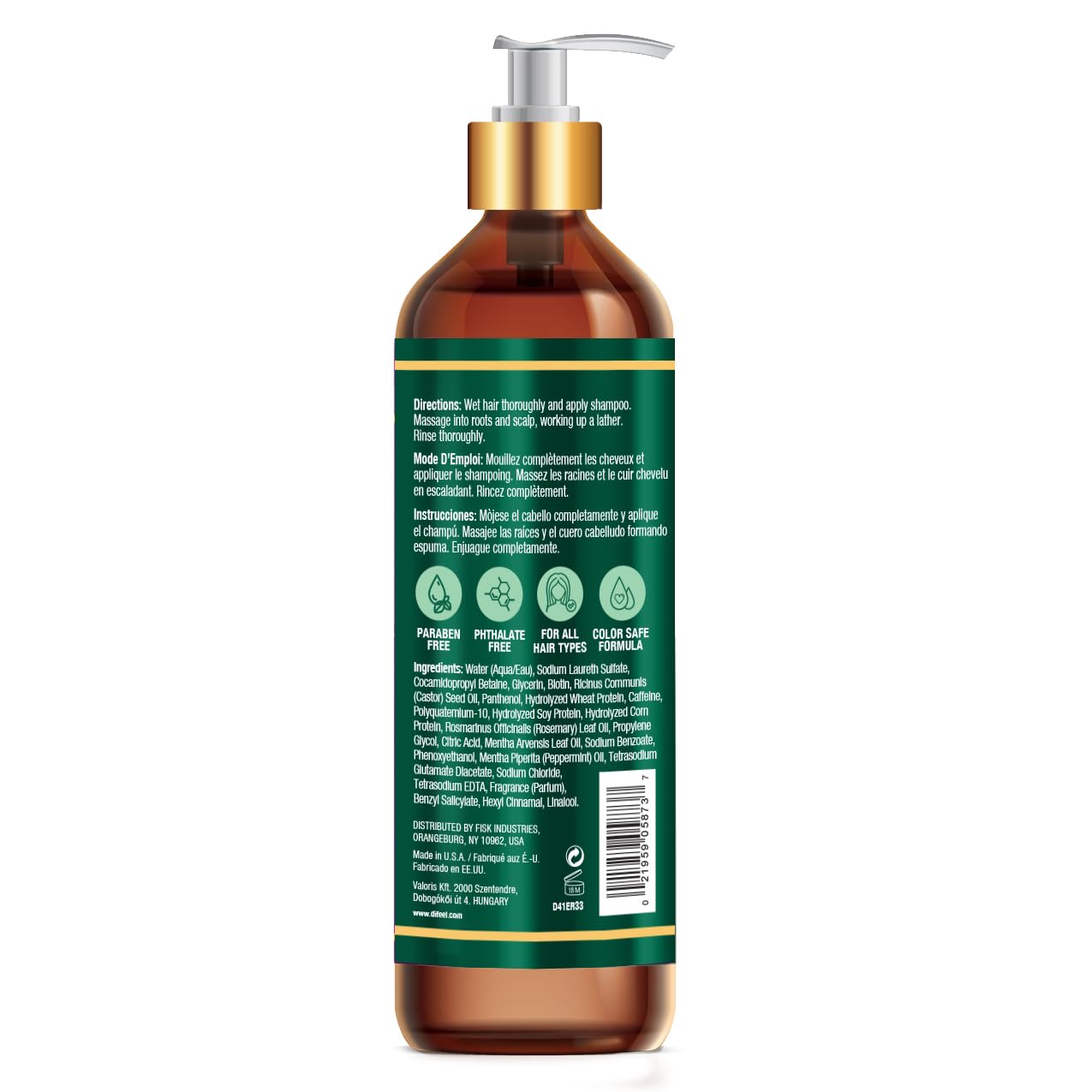Difeel Rosemary Mint Shampoo close-up of creamy lather enriched with botanicals.