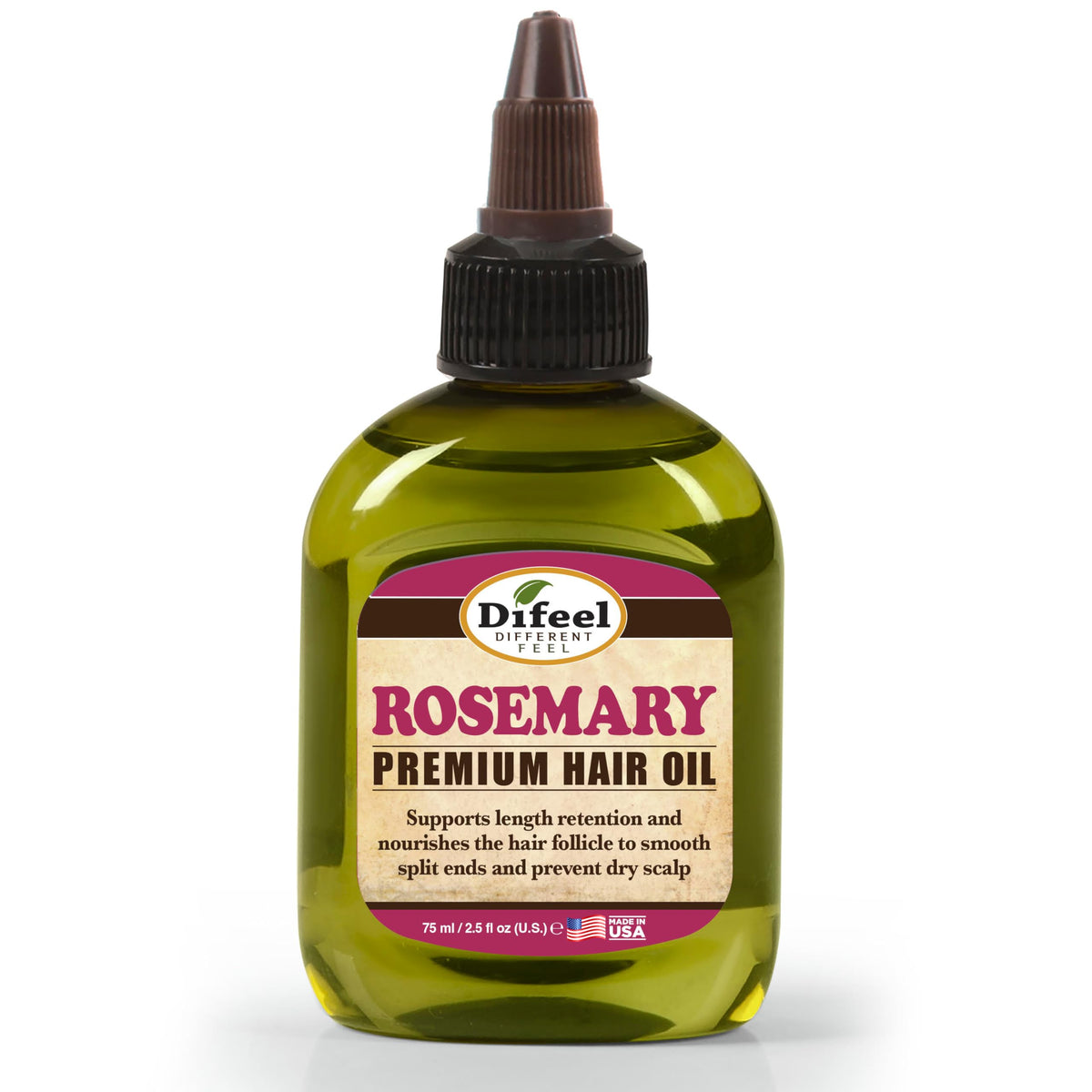 Difeel Rosemary Premium Hair Oil bottle shown for daily use to nourish hair